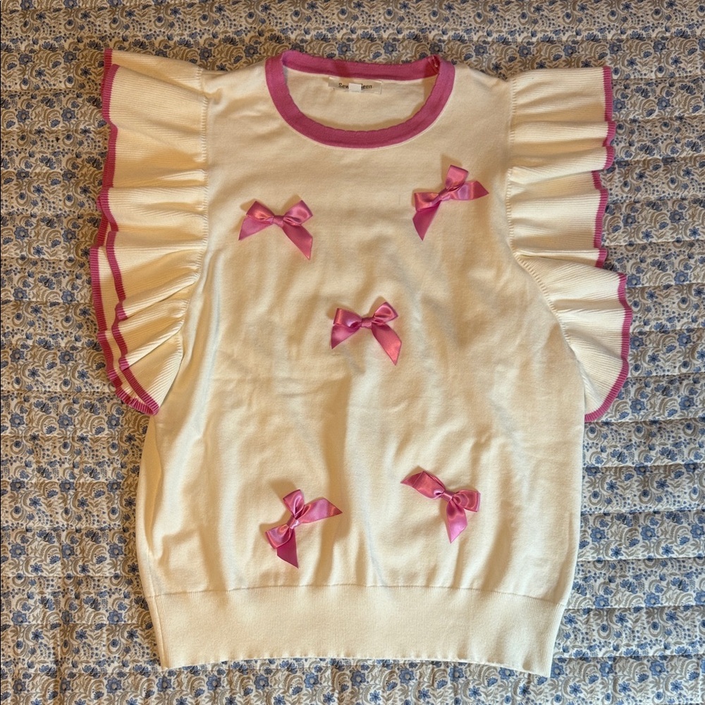 Pink and Cream Ruffle Sleeve Kids Top